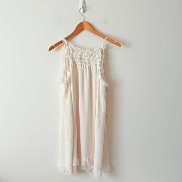 Aritzia Wilfred Cathedral Smocked Ruffled Chiffon Dress White Size Medium - Picture 7 of 8